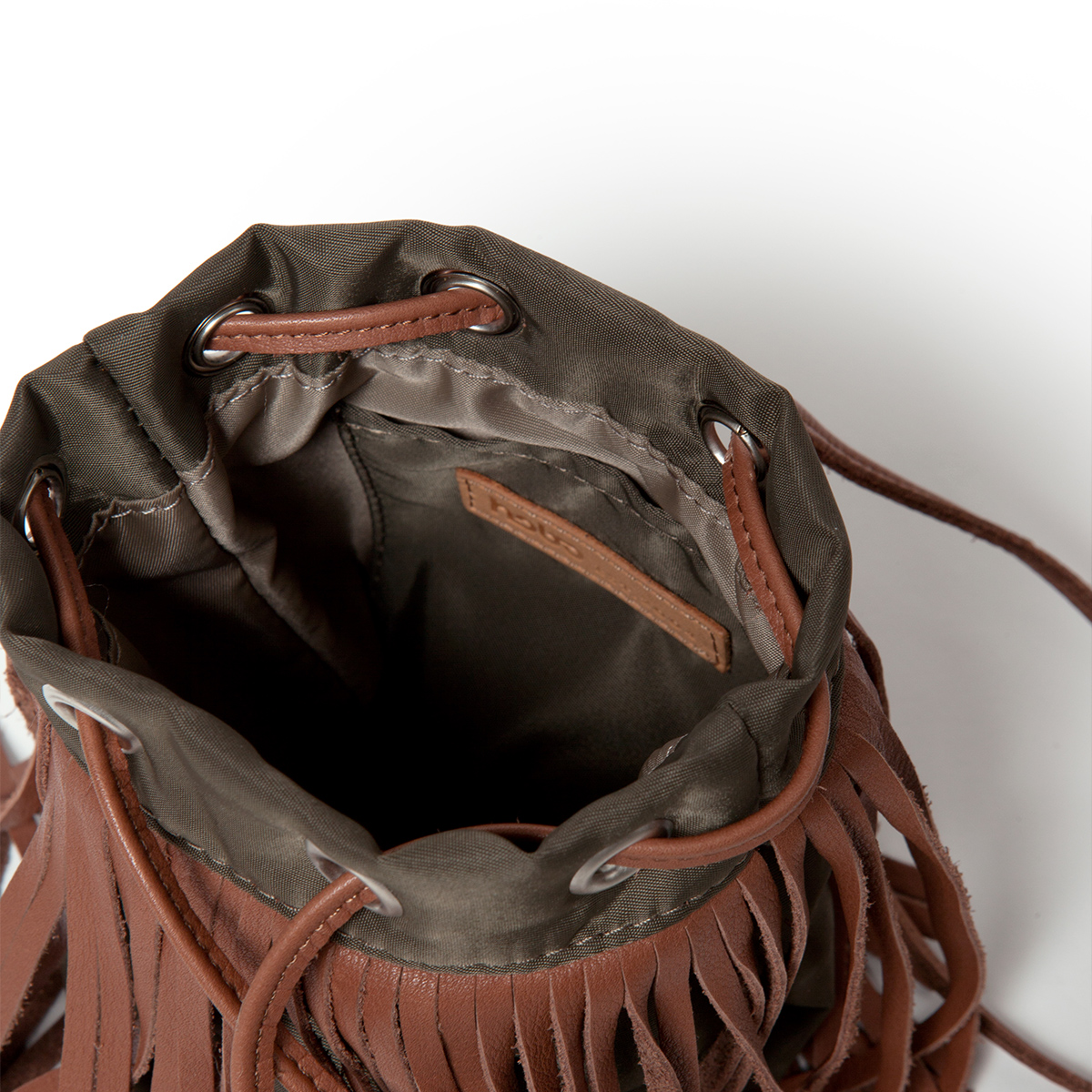 COW LEATHER FRINGE DRAWSTRING BAG S for ADAM ET ROPE' | hobo