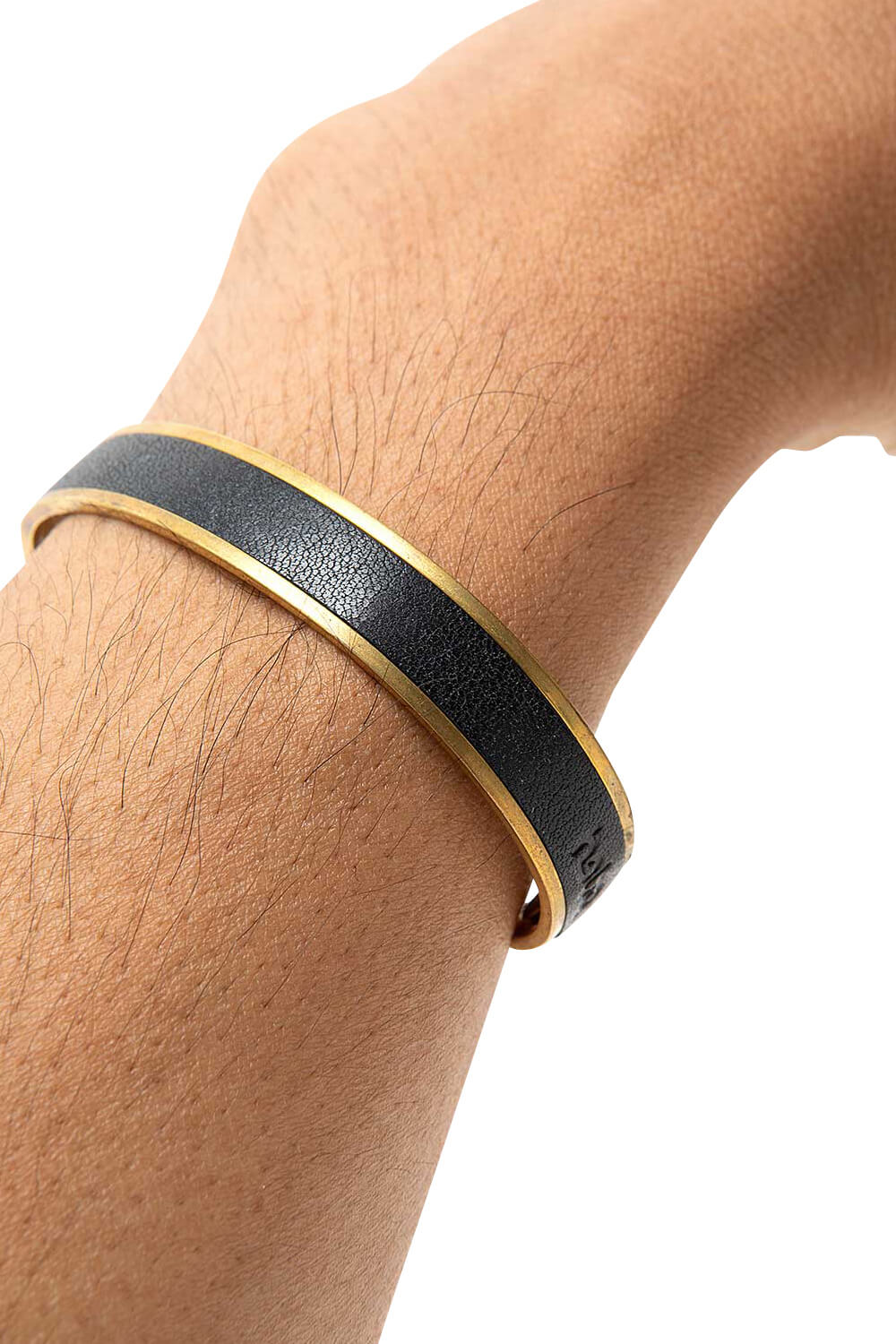 BRASS BRACELET with OILED COW LEATHER S | hobo