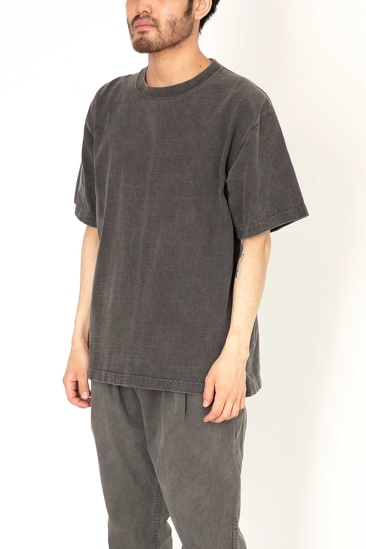 ARTISAN S/S CREW NECK TEE COTTON HEAVYWEIGHT JERSEY CHARCOAL DYED